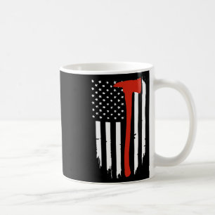 Caneca De Café Thin Red Line Ax American Flag Patriot Firemoon