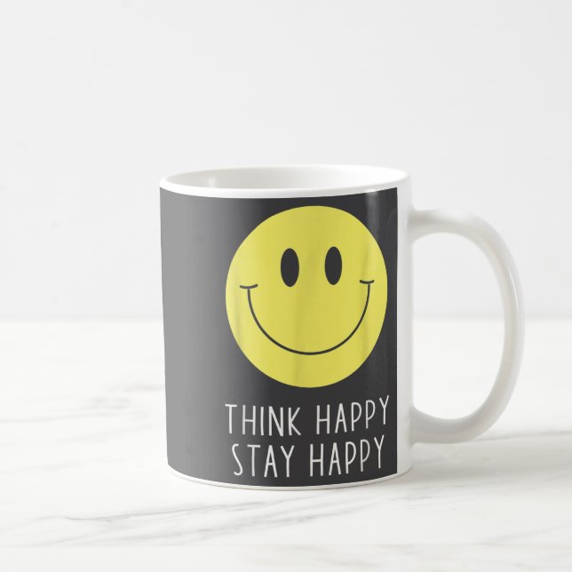 Caneca De Café Think Happy Stay Happy Motivation Quote Yellow Smi (Direita)