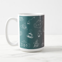 Caneca De Café This charming tea and coffee doodle pattern featur