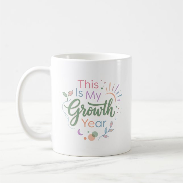 Caneca De Café This Is My Growth Year Pastel Inspirational Mug (Esquerda)
