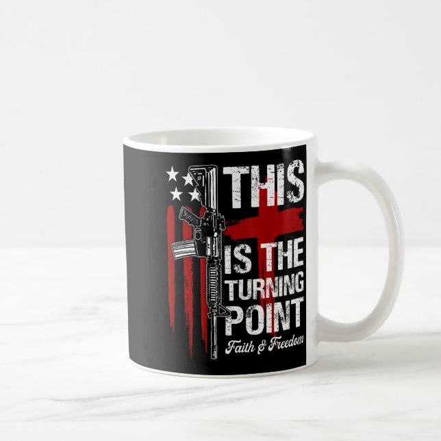 Caneca De Café This Is The Turning Int Faith Cross Us Flag Patrio (Direita)