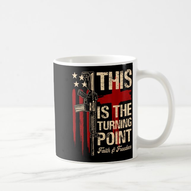 Caneca De Café This Is The Turning Int Faith Cross Us Flag Patrio (Direita)