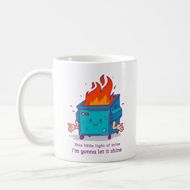 Caneca De Café This Little Light: Dumpster Fire Design (Esquerda)