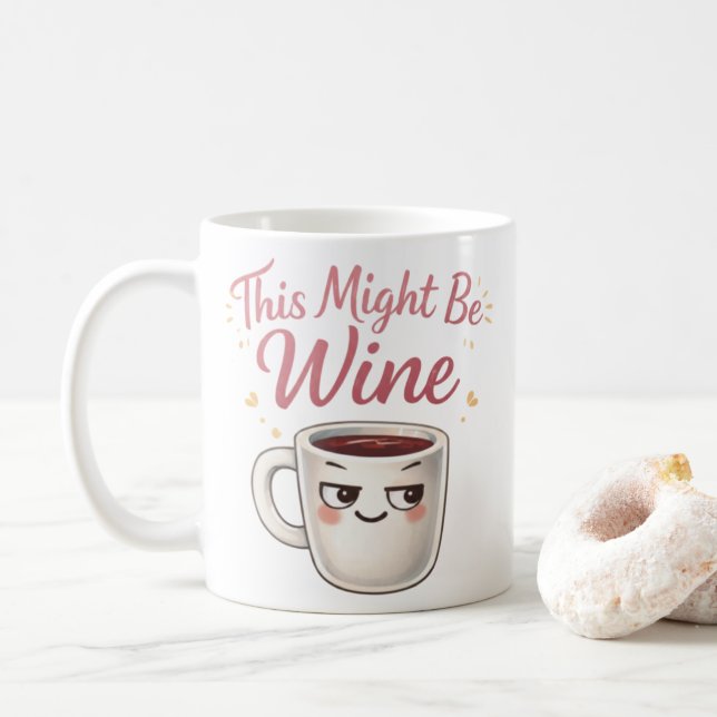 Caneca De Café This Might Be Wine Mug – Funny Wine Humor Coffee  (Com Donut)