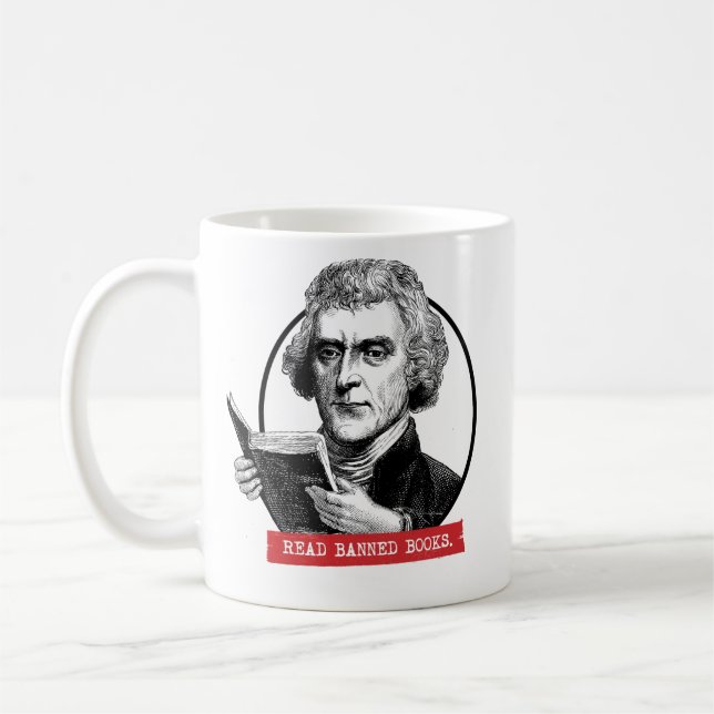 Caneca De Café Thomas Jefferson Lê Livros Banidos (Esquerda)