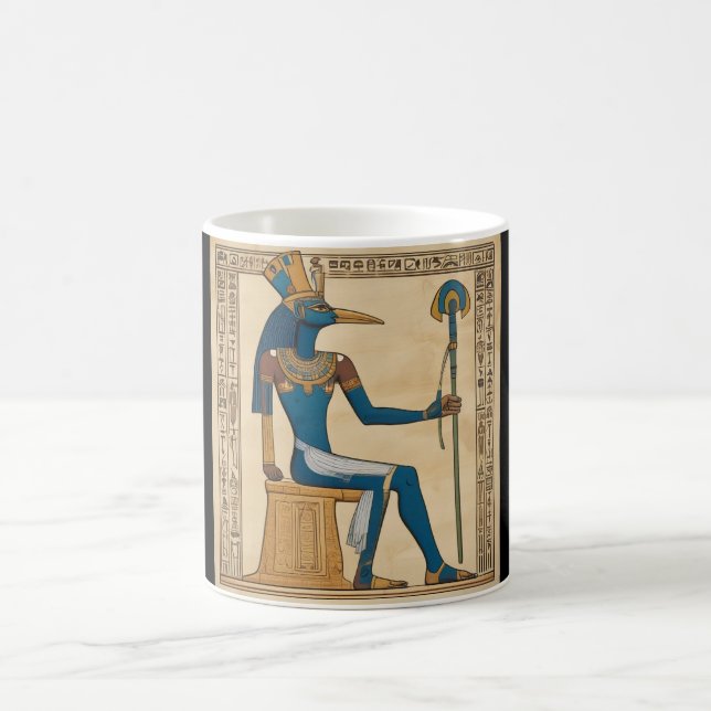 Caneca De Café Thoth, Deus Egípcio. Comprimidos Esmeraldas. (Centro)