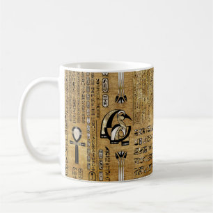 Caneca De Café Thoth - Deus egípcio de Djihuty - Dourado e Péro