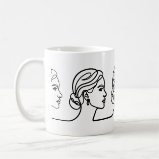 Caneca De Café Three Profiles in One Line – Minimalistic Panorama