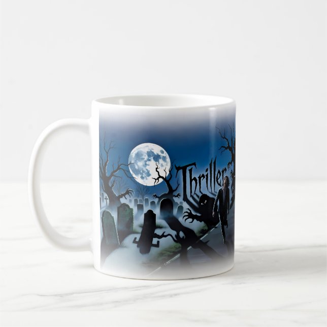 Caneca De Café Thriller — Multidão de Zombies Noite de Lua Cheia  (Esquerda)