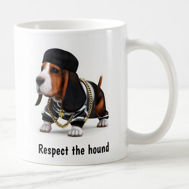 Caneca De Café Thug Life Basset Hound (Criador carregado)