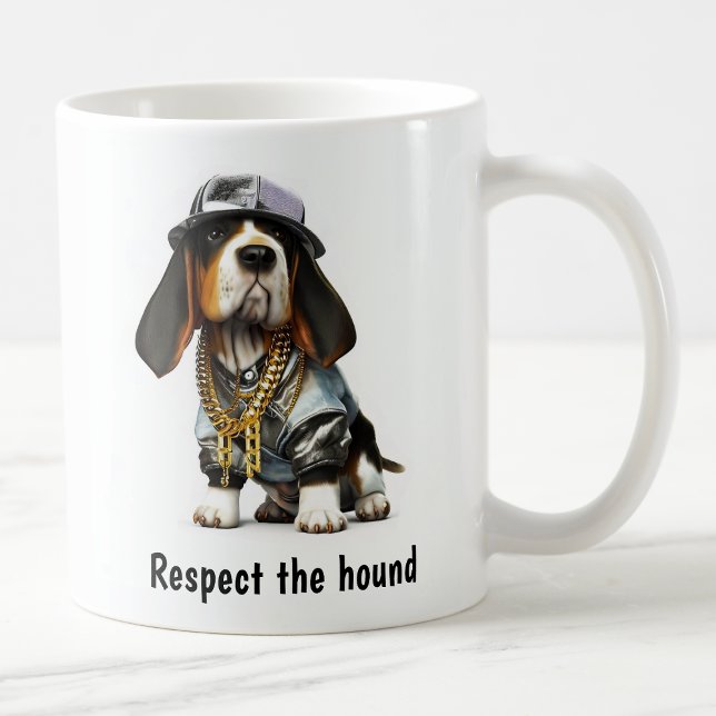 Caneca De Café Thug Life Basset Hound (Criador carregado)