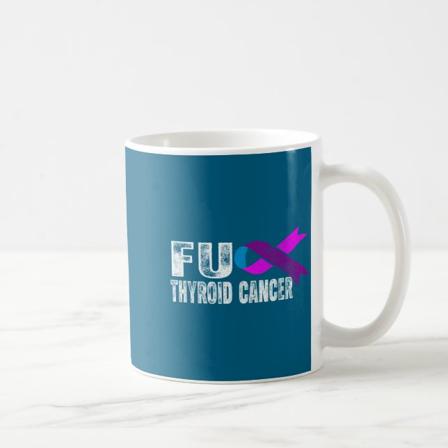 Caneca De Café Thyroid Cancer Awareness Retro Thyroid Cancer Surv (Direita)