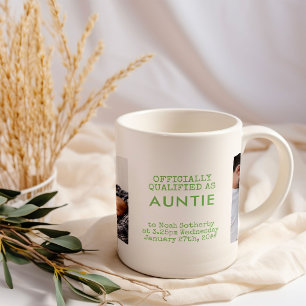 Caneca De Café Tia 2 Fotos de Bebê Personalizadas e Estatística