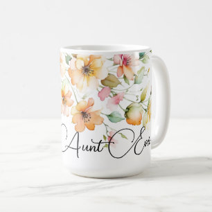 Caneca De Café Tia bonito Boho Orange Pink Watercolor