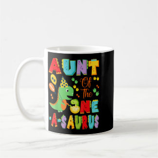 Caneca De Café Tia do One-A-Saurus de 1º Aniversário Menino Dinos