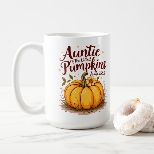 Caneca De Café Tia dos Pumpkins mais fofos no Patch (Com Donut)