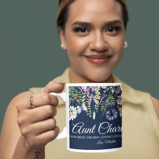 Caneca De Café Tia Exclusiva de Flores Selvagens de Mensagens Per (Custom Message Wildflowers Unique Aunt Coffee Mug
)