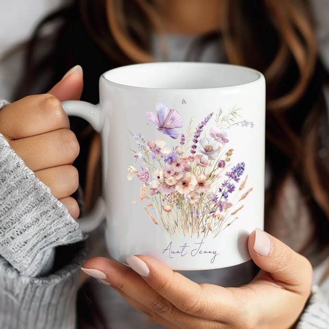 Caneca De Café Tia Floral Personalizada (Criador carregado)