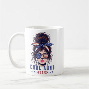Caneca De Café Tia legal Vota Vintage Mensagem Cabelo Eleição