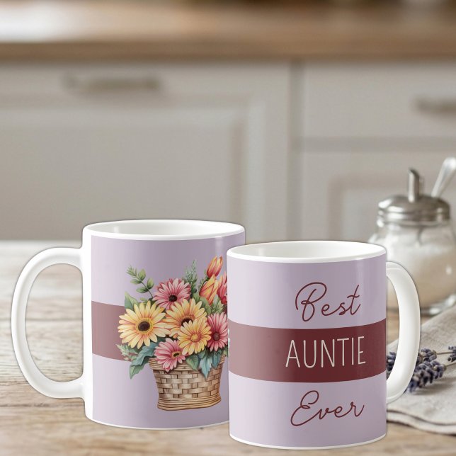 Caneca De Café Tia maravilhosa gerbera flores borgonha (Criador carregado)