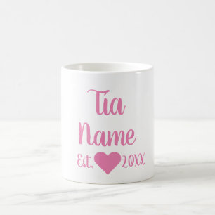 Caneca De Café Tia Personalizada Estabelecida Lã Rosa