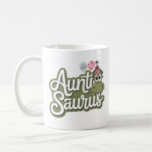 Caneca De Café Tia Saurus Aniversário Divertido de Dinossauro