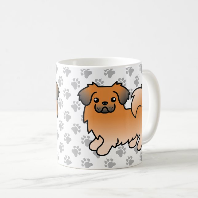 Caneca De Café Tibetano Spaniel Sable Vermelho Cachorro de Desenh (Frente Esquerda)