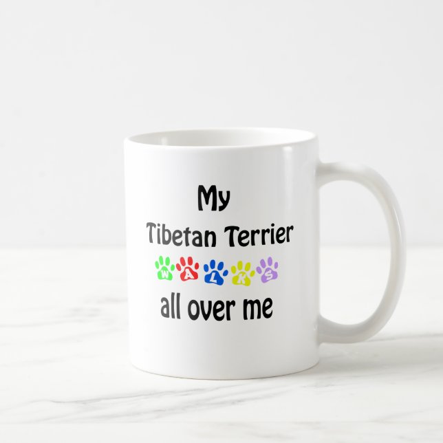 Caneca De Café Tibetano Terrier Walks Design (Direita)