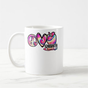 Caneca De Café Tie dye Peace Love Kindergarten Primeiro Dia Da Es