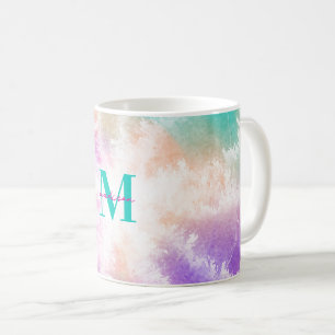Caneca De Café Tie Dye Pink Orange Teto Roxo Monograma
