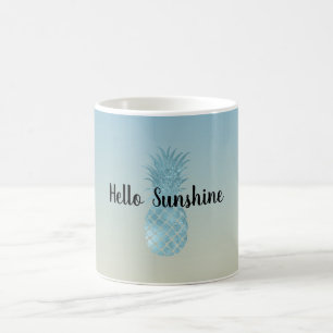 Caneca De Café Tie Dye Yellow Aqua Pineapple