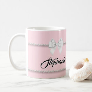 Caneca De Café Tiffany Rosa Engraçada Pearls Menina Nome Café Diz