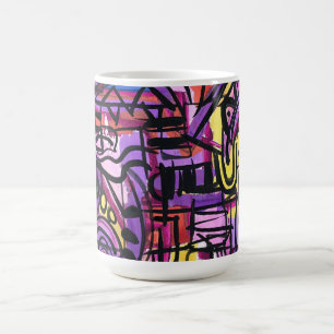 Caneca De Café Tigela de Punho-Negrito Colorido Arte Abstrata Pin