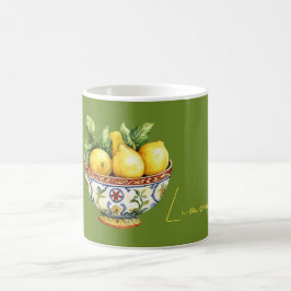 Caneca De Café Tigela Italiana Limões Amarelos Verdes