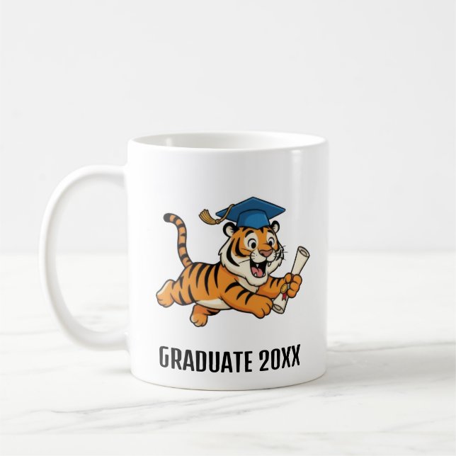 Caneca De Café Tiger Graduation Personalized (Esquerda)