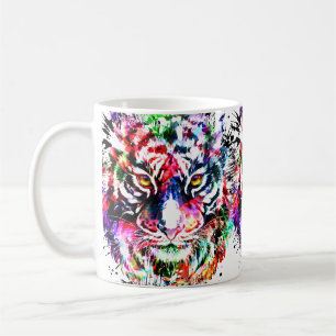 Caneca De Café Tiger Mug Desenho Colorido de Tigre Abstrato A
