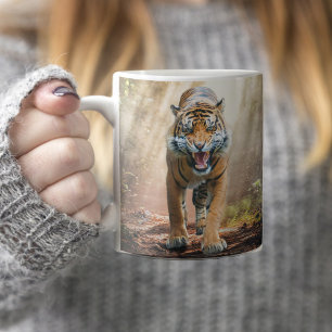 Caneca De Café Tiger Roaring em Uma Arte Multa na Selva