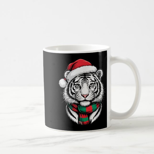 Caneca De Café Tiger Xmas Santa Hat Figurume De Natal (Direita)