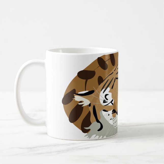 Caneca De Café Tigre bonito sobre dormir. Expressão sorridente, h (Esquerda)