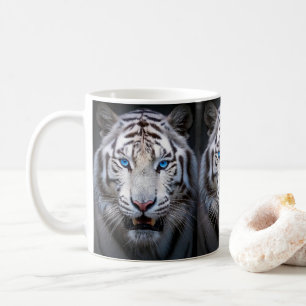 Caneca De Café Tigre branco com olhos azuis