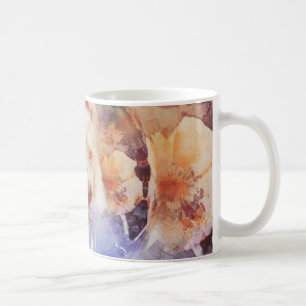 Caneca De Café Tigre Branco Floral Bolha Grunge