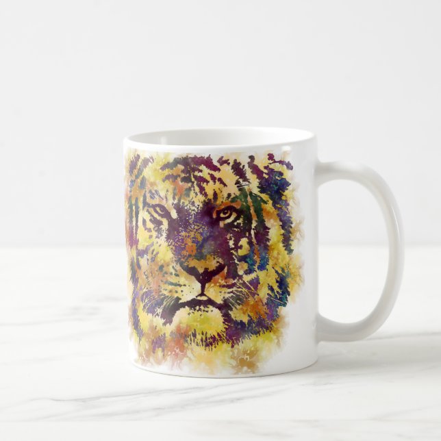 Caneca De Café Tigre de Aquarela (Direita)