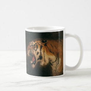 Caneca De Café Tigre de Bengala Vintage Gato Grande Rugindo, Anim
