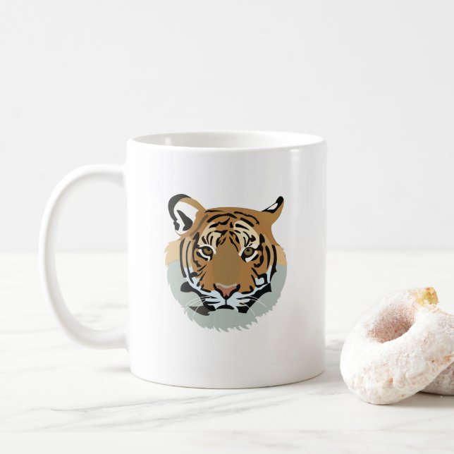 Caneca De Café Tigre De Cabeça De Tigre Selvagem (Com Donut)