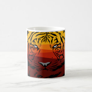 Caneca De Café Tigre, design, textura plana, de animal, colorida