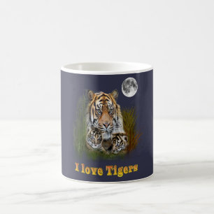 Caneca De Café Tigre e filhotes de arte
