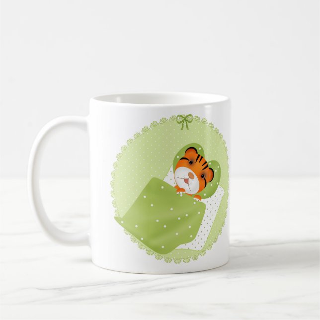 Caneca De Café Tigre em ilustração de cama crianças impressão inf (Esquerda)