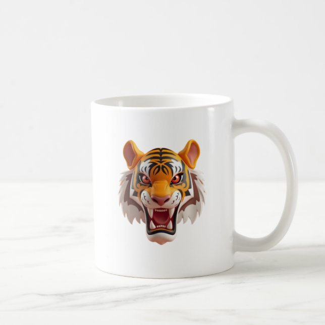 Caneca De Café Tigre féroce en style cartoon avec expression. (Direita)