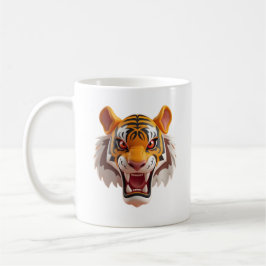 Caneca De Café Tigre feroz em estilo de desenho animado com expre
