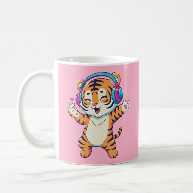 Caneca De Café Tigre Fofo Dançando  (Esquerda)